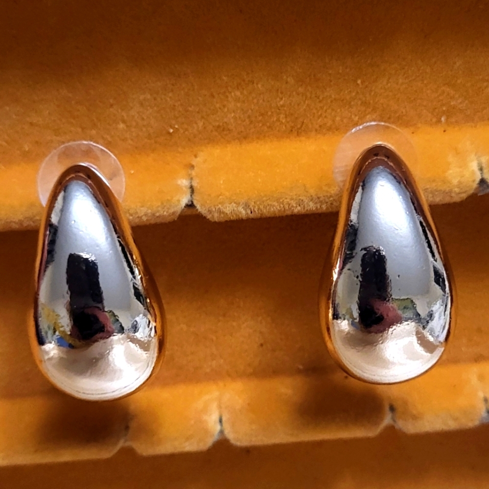 Elegant Silver and Gold Teardrop Earrings